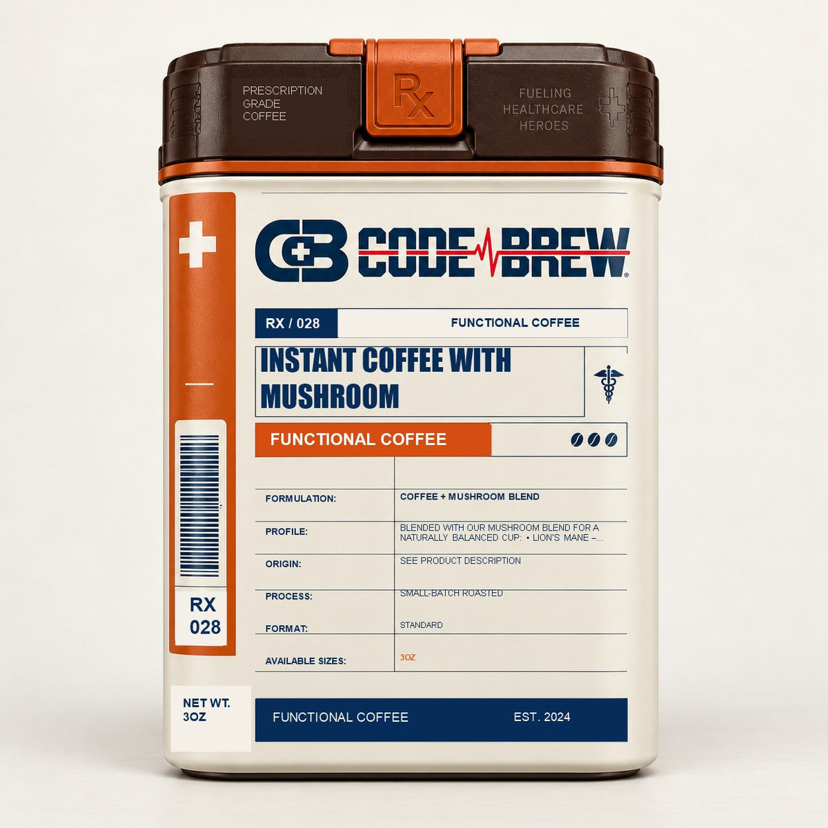 Instant Coffee with Mushroom - Code Brew prescription packaging